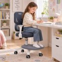 Krzesło do biurka dla dziecka fotel ergonomiczny obrotowy regulowany szary