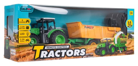 Traktor z Otwieraną Żółtą Naczepą R/C 1:24
