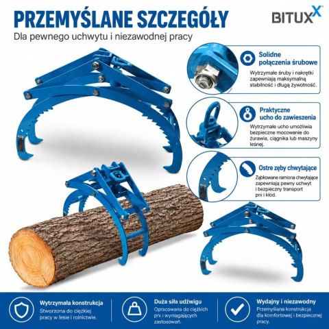 Automatyczne szczypce do podnoszenia drzewa o udźwigu do 1150 kg