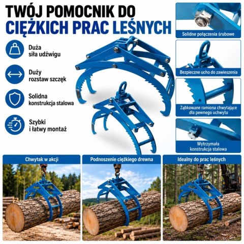 Automatyczne szczypce do podnoszenia drzewa o udźwigu do 1150 kg