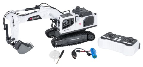 Koparka R/C z Funkcją Dymu, Świateł i Dźwięku Biała