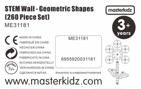 MASTERKIDZ Zestaw Geometrycznych Kształtów Klocków do Paneli Ściennych STEM 260 el.