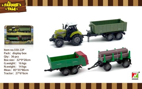 Traktor 1:48 z Funkcją Świateł i Dźwięku + Naczepy