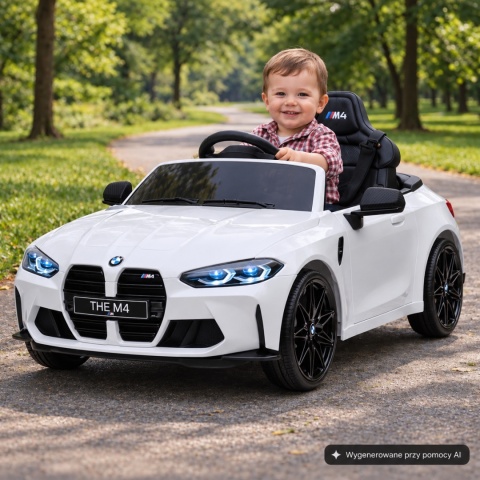 BMW m4 BIAŁY Auto na akumulator EVA Skóra pilot