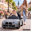 BMW m4 SZARY Auto na akumulator, Pilot, Światła, Muzyka, Koła EVA
