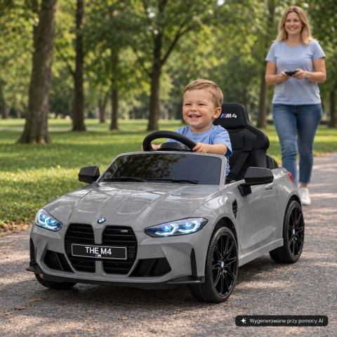 BMW m4 SZARY Auto na akumulator, Pilot, Światła, Muzyka, Koła EVA
