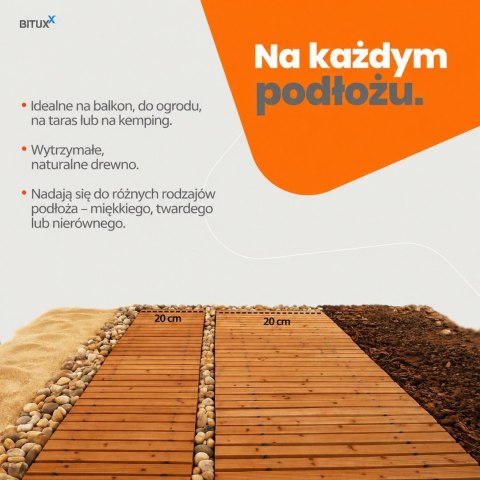 ŚCIEŻKA OGRODOWA Z DRZEWA CEDROWEGO 250CM X 43CM BITUXX ZWIJANA DO OGRODU DRÓŻKA