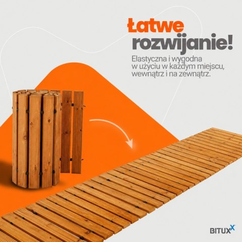 ŚCIEŻKA OGRODOWA Z DRZEWA CEDROWEGO 250CM X 43CM BITUXX ZWIJANA DO OGRODU DRÓŻKA