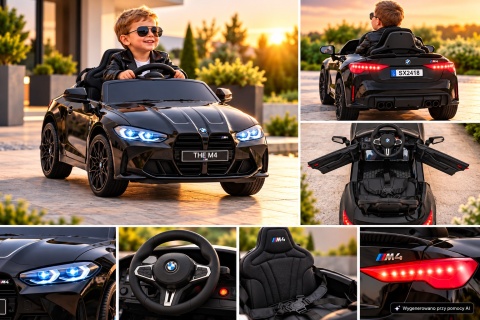 BMW m4 Czarny Auto na akumulator EVA Skóra pilot