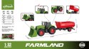 Zielony Traktor z Funkcją Świateł i Dźwięku 1:32 + Czerwona Przyczepa