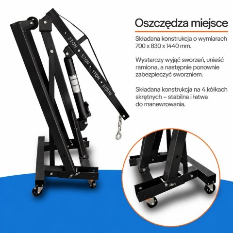Żuraw warsztatowy hydrauliczny 2t 2000kg składany dźwig do silników bituxx