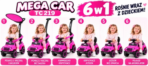 JEŹDZIK, ODPYCHACZ, POJAZD NA AKUMULATOR MEGA CAR - SPRZĘGŁO, DASZEK/TC219