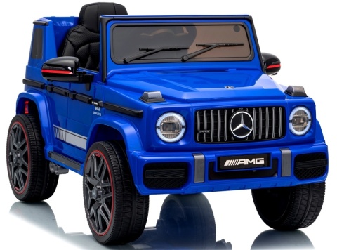 Auto na akumulator Mercedes AMG G63 4x4 NIEBIESKI Piankowe koła Eva, miękki fotelik Licencja