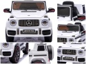 Auto na akumulator Mercedes AMG G63 4x4 BIAŁY Piankowe koła Eva, miękki fotelik Licencja
