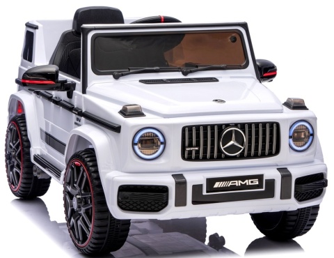 Auto na akumulator Mercedes AMG G63 4x4 BIAŁY Piankowe koła Eva, miękki fotelik Licencja