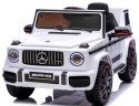 Auto na akumulator Mercedes AMG G63 4x4 BIAŁY Piankowe koła Eva, miękki fotelik Licencja