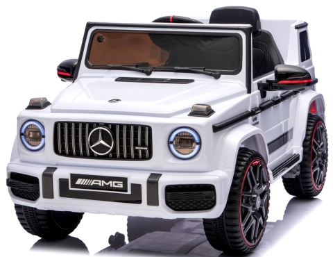 Auto na akumulator Mercedes AMG G63 4x4 BIAŁY Piankowe koła Eva, miękki fotelik Licencja