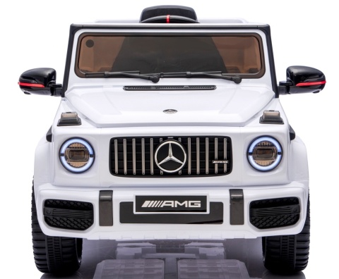 Auto na akumulator Mercedes AMG G63 4x4 BIAŁY Piankowe koła Eva, miękki fotelik Licencja