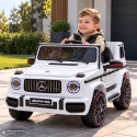 Auto na akumulator Mercedes AMG G63 4x4 BIAŁY Piankowe koła Eva, miękki fotelik Licencja