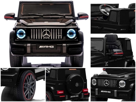 Auto na akumulator Mercedes AMG G63 4x4 CZARNY Piankowe koła Eva, miękki fotelik Licencja