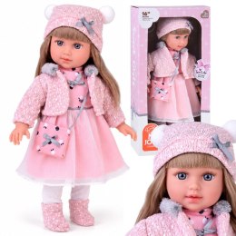 Urocza Lalka 43 cm z długimi włosami, w różowej sukience, kurteczce ZA6442