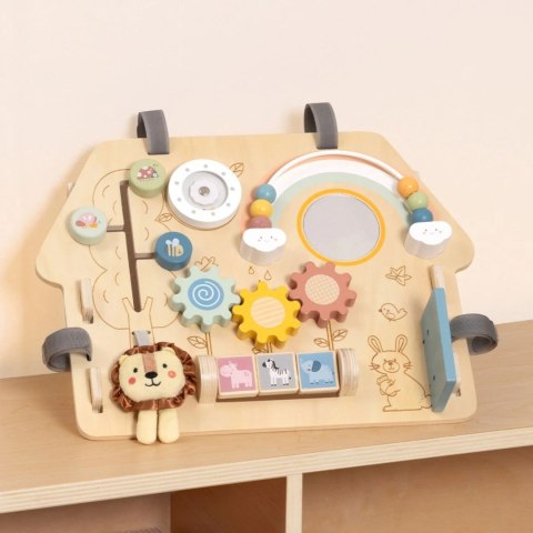 WOOPIE GREEN Tablica Manipulacyjna Edukacyjna Sensoryczna Domek Montessori 2w1 8 el.