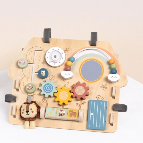 WOOPIE GREEN Tablica Manipulacyjna Edukacyjna Sensoryczna Domek Montessori 2w1 8 el.