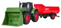 Zielony Traktor z Funkcją Świateł i Dźwięku 1:32 + Czerwona Przyczepa