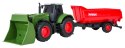 Zielony Traktor z Funkcją Świateł i Dźwięku 1:32 + Czerwona Przyczepa