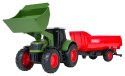 Zielony Traktor z Funkcją Świateł i Dźwięku 1:32 + Czerwona Przyczepa