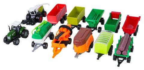 MEGA Zestaw Metalowy Traktor i Kombajn + Naczepy