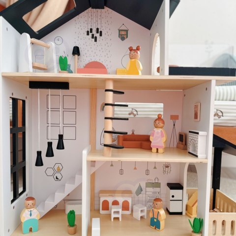 TOOKY TOY Drewniana Rezydencja dla Lalek 25 Elementów