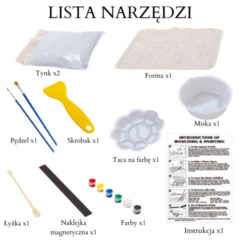 WOOPIE Zestaw Kreatywny z Farbami DIY Zrób Odlewy Gipsowe Figurki i Pomaluj - Zestaw Jednorożce