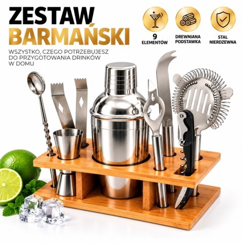 ZESTAW BARMAŃSKI 11 ELEMENTÓE PREZENT DLA BARMANA OZDOBNY GADŻET