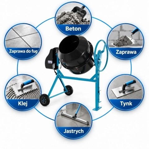 Betoniarka elektryczna BITUXX 160 l 650 W do betonu i zapraw