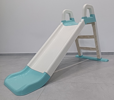 Największa Zjeżdżalnia Ogrodowa dla Dzieci XXL 145cm KREMOWO-MIĘTOWA - OUTLET