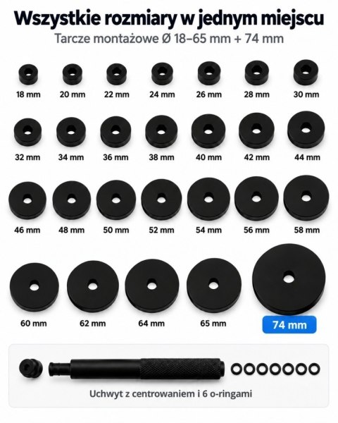 Zestaw do montażu łożysk i tulei BITUXX 52 elementy 18-74 mm
