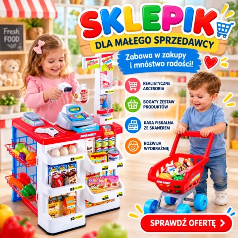 Supermarket Sklep Wózek Czerwony