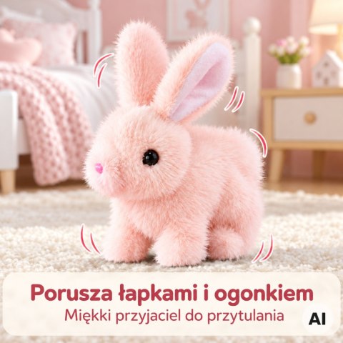 WOOPIE Interaktywny Różowy Króliczek na Smyczy z Akcesoriami