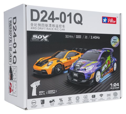 Auto R/C Do Drift WolfSlide 1:24 + Akcesoria Niebieskie