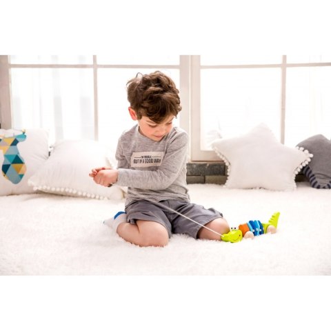 Zabawka Drewniana Classic World Krokodyl Z Dźwiękami Do Ciągania Ze Sznureczkiem