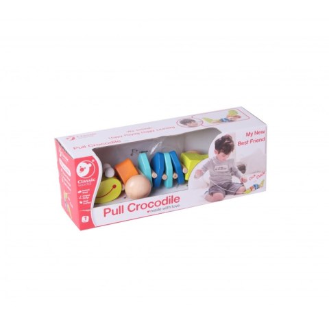 Zabawka Drewniana Classic World Krokodyl Z Dźwiękami Do Ciągania Ze Sznureczkiem