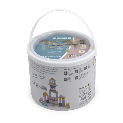 Zestaw drewnianych klocków w wiaderku - 60 elementów - Viga PolarB