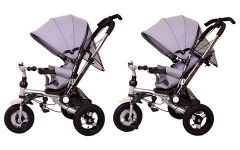 Rowerek trójkołowy MAX TRIKE z funkcją wolnego koła, kierownicy i możliwością rozłożenia oparcia.