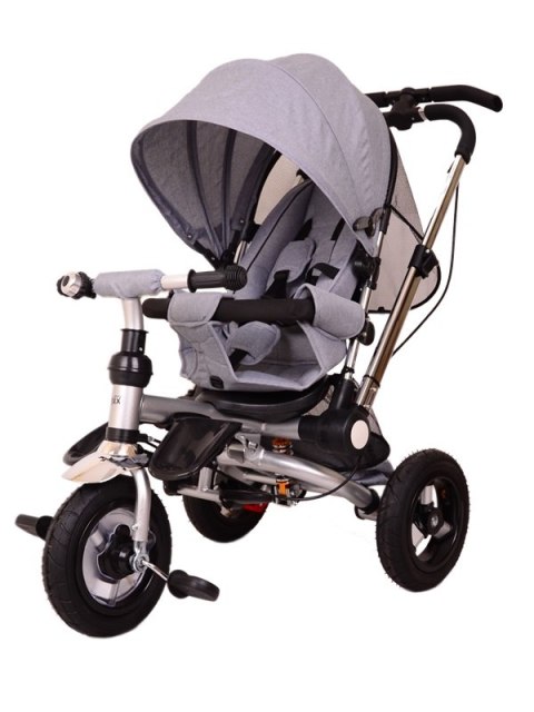 Rowerek trójkołowy MAX TRIKE z funkcją wolnego koła, kierownicy i możliwością rozłożenia oparcia.