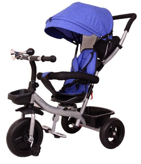 Rowerek Trójkołowy dla Dzieci NIEBIESKI Eco Trike 6w1/ Prowadnik, Daszek, Wolne Koło