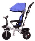 Rowerek Trójkołowy dla Dzieci NIEBIESKI Eco Trike 6w1/ Prowadnik, Daszek, Wolne Koło