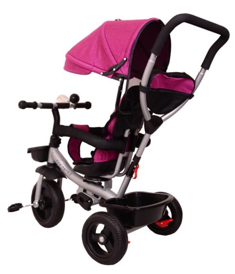 Rowerek Trójkołowy dla Dzieci RÓŻOWY Eco Trike 6w1/ Prowadnik, Daszek, Wolne Koło