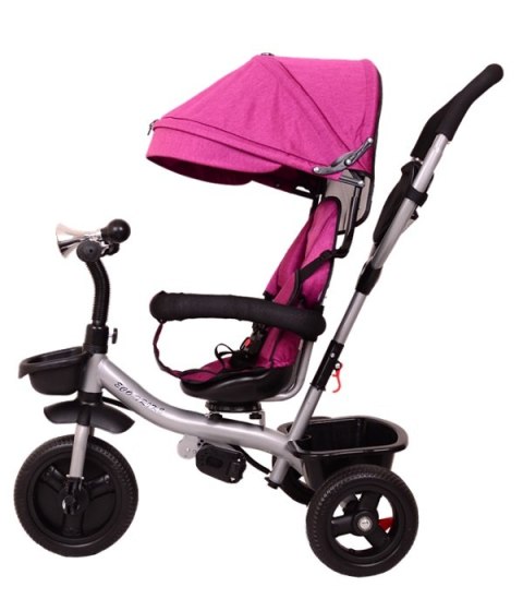 Rowerek Trójkołowy dla Dzieci RÓŻOWY Eco Trike 6w1/ Prowadnik, Daszek, Wolne Koło