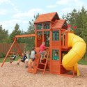 Plac Zabaw Dla Dzieci KidKraft Ogromny Drewniany 2 Zjeżdżalnie Huśtawki Kuchnia Dla Dzieci Canyon Ridge